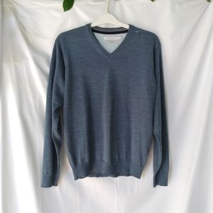 Coney Leland Sweater Mens Size L Slate Blue V Neck Long Sleeve Prima Wool